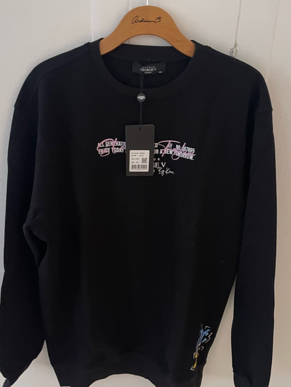 Avenue George V Paris Black Sweatshirt Men's Sweater Teddy Bear 2XL GV-2623 NWT